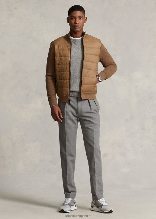 pull hybride entièrement zippé 46T60T1109 Hommes Ralph Lauren brun shetland