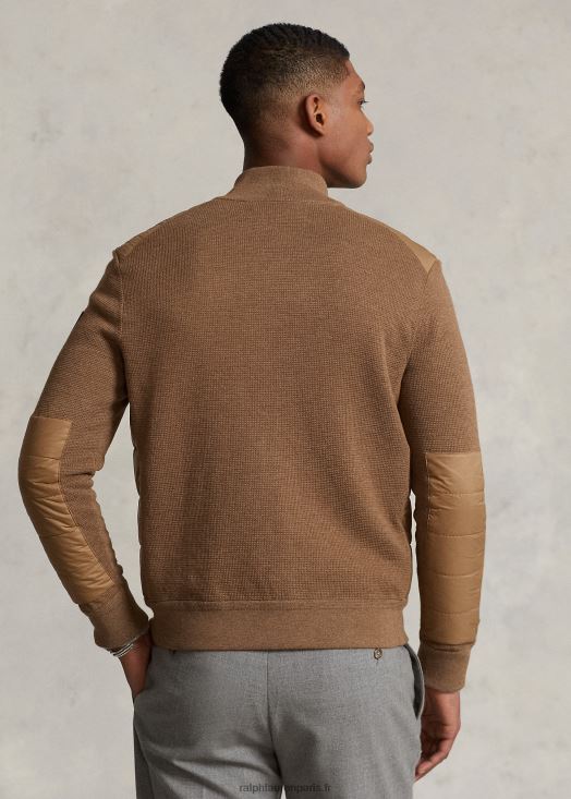 pull hybride entièrement zippé 46T60T1109 Hommes Ralph Lauren brun shetland