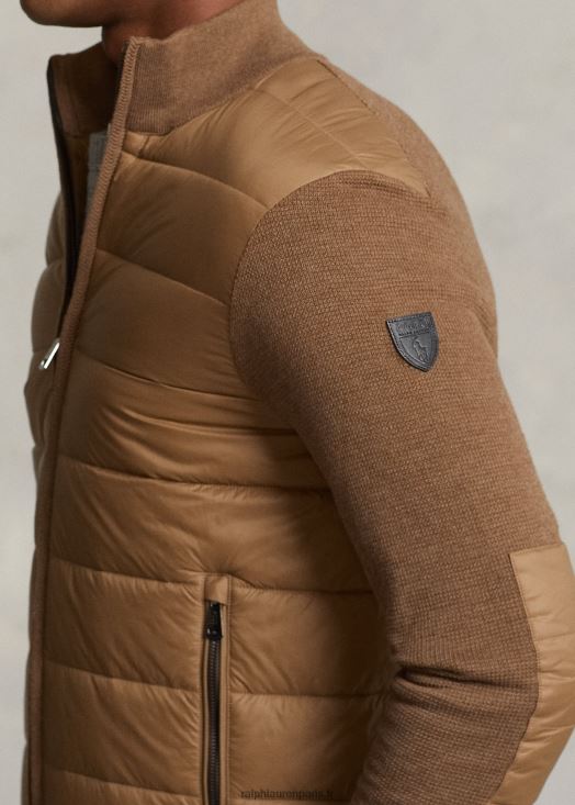 pull hybride entièrement zippé 46T60T1109 Hommes Ralph Lauren brun shetland
