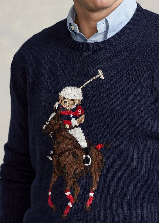 pull polo ours et gros poney 46T60T1683 Hommes Ralph Lauren marine