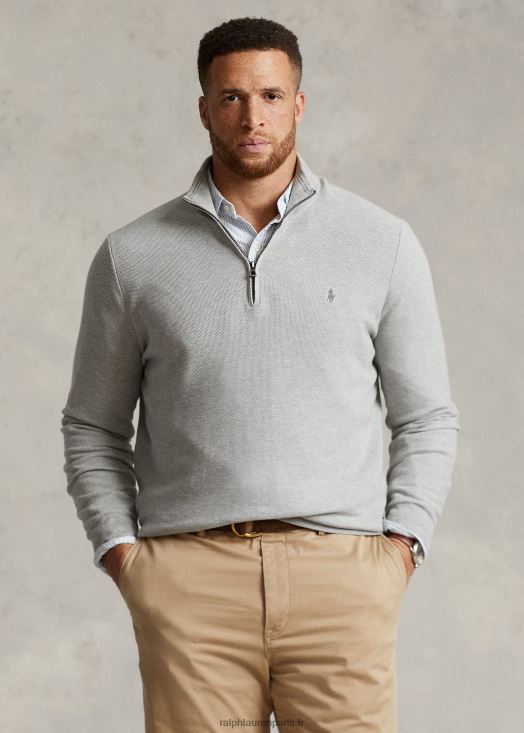 pull quart de zip en maille de coton 46T60T1915 Hommes Ralph Lauren andover bruyère