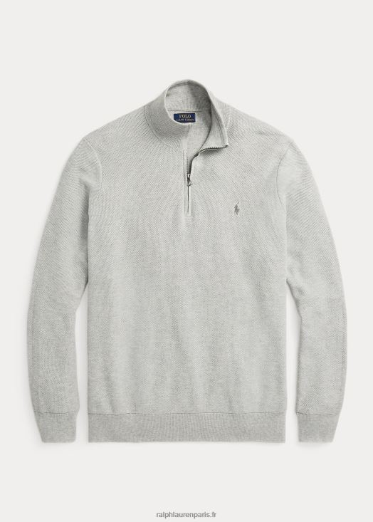 pull quart de zip en maille de coton 46T60T1915 Hommes Ralph Lauren andover bruyère