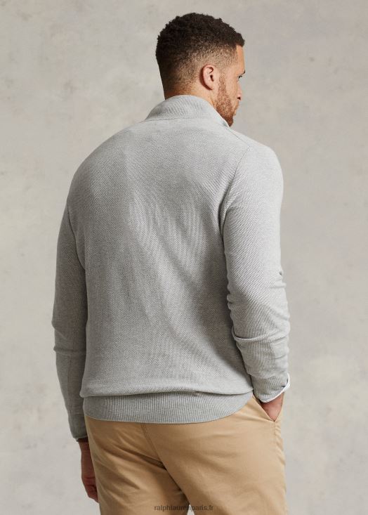 pull quart de zip en maille de coton 46T60T1915 Hommes Ralph Lauren andover bruyère