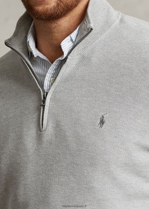 pull quart de zip en maille de coton 46T60T1915 Hommes Ralph Lauren andover bruyère