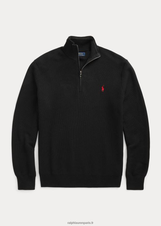 pull quart de zip en maille de coton 46T60T508 Hommes Ralph Lauren noir