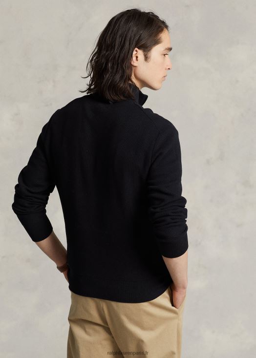 pull quart de zip en maille de coton 46T60T508 Hommes Ralph Lauren noir