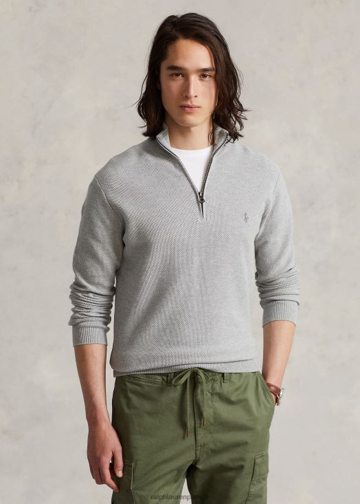 pull quart de zip en maille de coton 46T60T513 Hommes Ralph Lauren andover bruyère