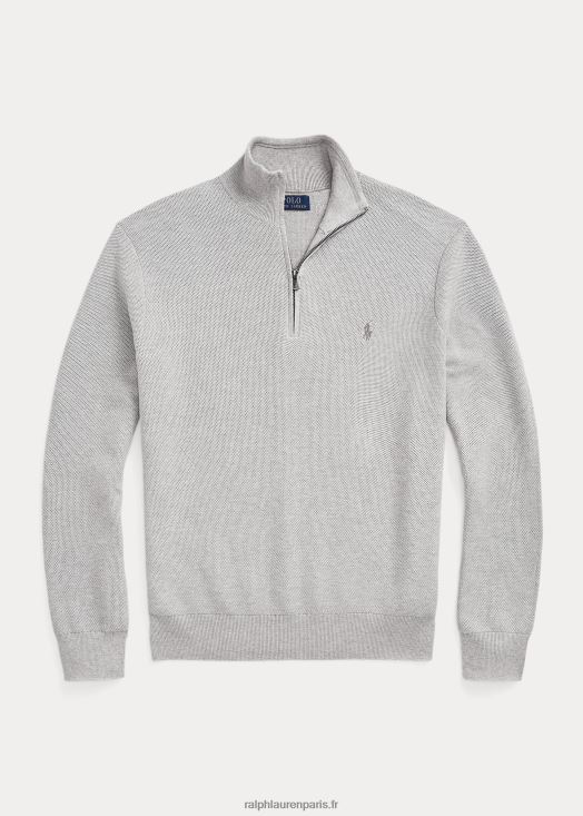pull quart de zip en maille de coton 46T60T513 Hommes Ralph Lauren andover bruyère