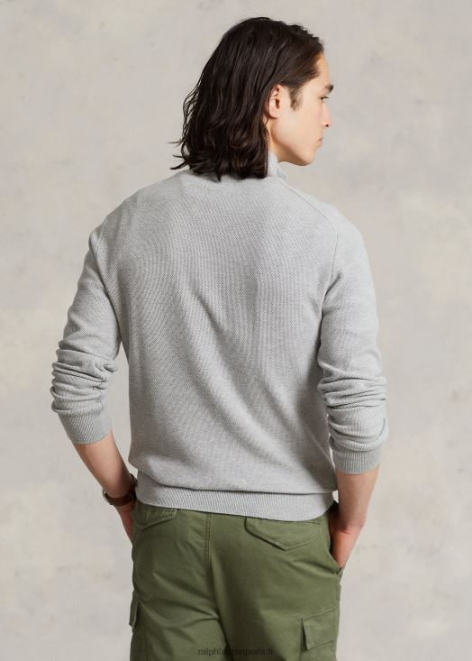 pull quart de zip en maille de coton 46T60T513 Hommes Ralph Lauren andover bruyère