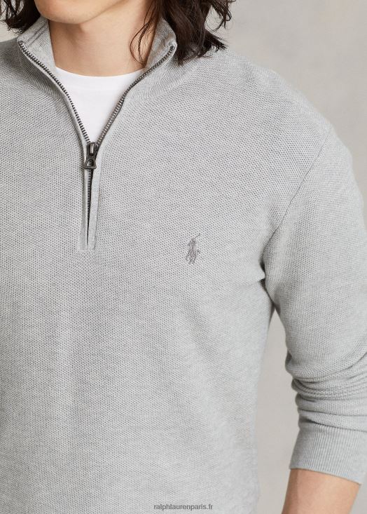 pull quart de zip en maille de coton 46T60T513 Hommes Ralph Lauren andover bruyère