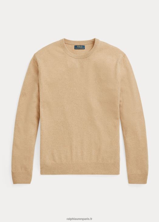 pull ras du cou en cachemire lavable 46T60T597 Hommes Ralph Lauren chameau mélange