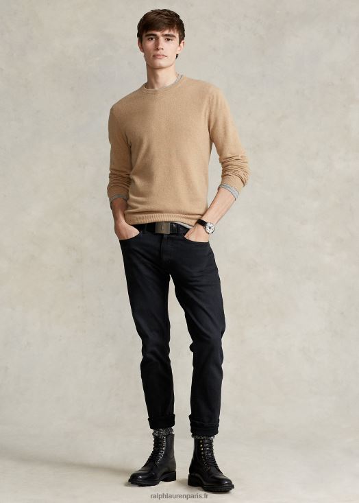 pull ras du cou en cachemire lavable 46T60T597 Hommes Ralph Lauren chameau mélange