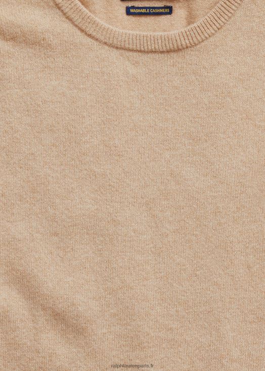 pull ras du cou en cachemire lavable 46T60T597 Hommes Ralph Lauren chameau mélange