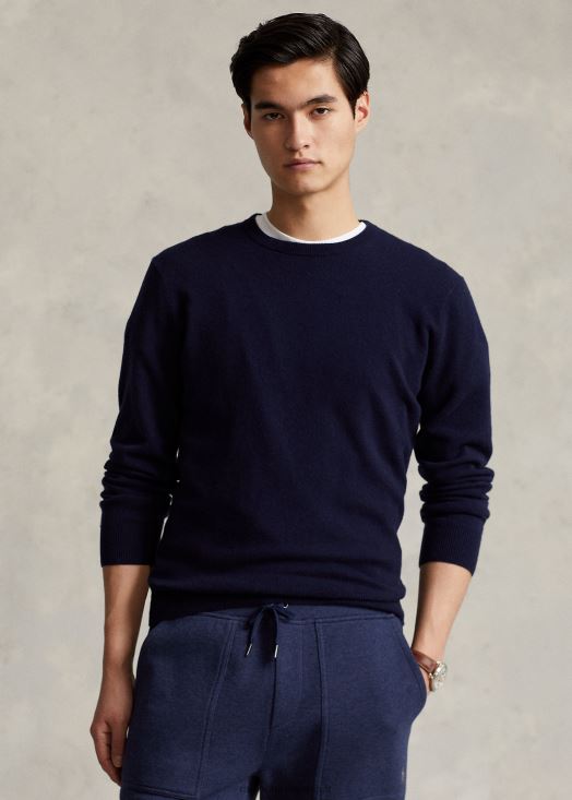 pull ras du cou en cachemire lavable 46T60T598 Hommes Ralph Lauren chasseur marine