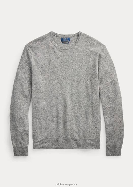 pull ras du cou en cachemire lavable 46T60T599 Hommes Ralph Lauren gris fauve chiné