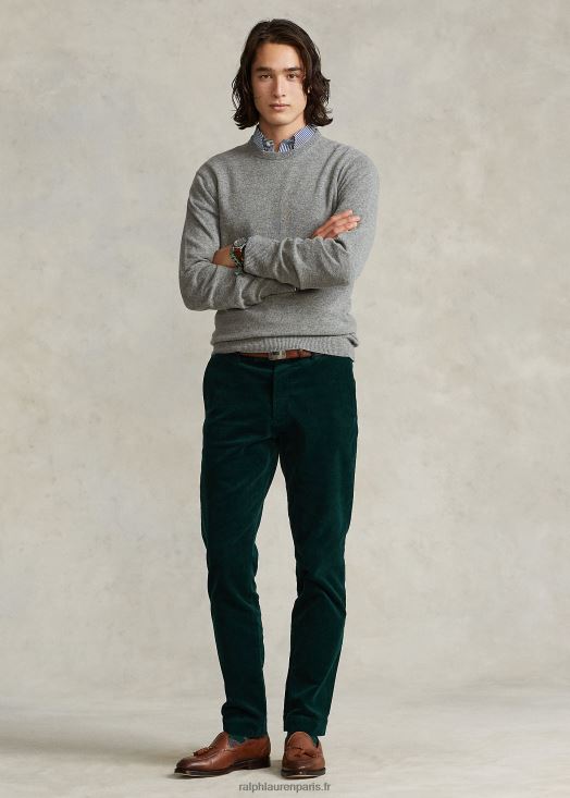 pull ras du cou en cachemire lavable 46T60T599 Hommes Ralph Lauren gris fauve chiné