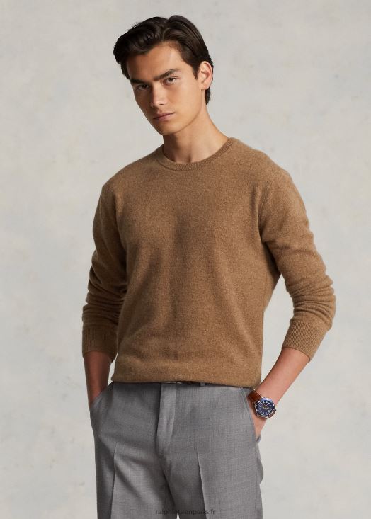 pull ras du cou en cachemire lavable 46T60T600 Hommes Ralph Lauren brun shetland chiné