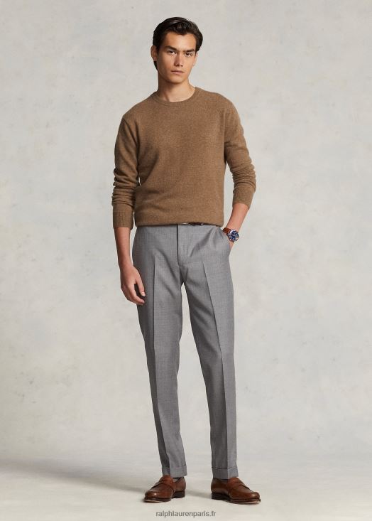 pull ras du cou en cachemire lavable 46T60T600 Hommes Ralph Lauren brun shetland chiné
