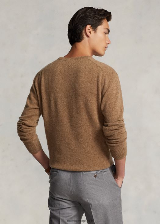 pull ras du cou en cachemire lavable 46T60T600 Hommes Ralph Lauren brun shetland chiné