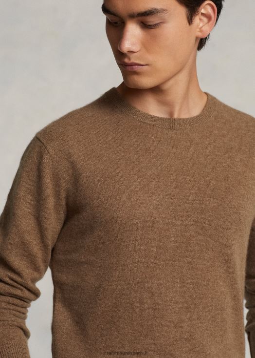 pull ras du cou en cachemire lavable 46T60T600 Hommes Ralph Lauren brun shetland chiné