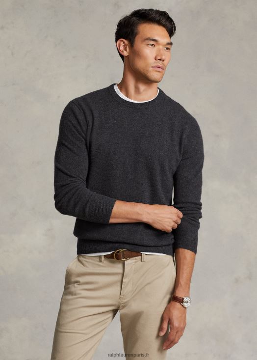 pull ras du cou en cachemire lavable 46T60T601 Hommes Ralph Lauren bruyère de granit foncé