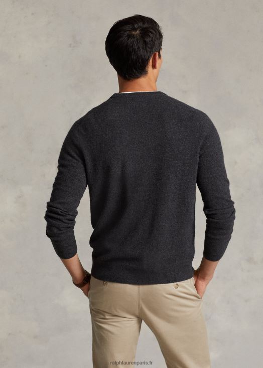 pull ras du cou en cachemire lavable 46T60T601 Hommes Ralph Lauren bruyère de granit foncé