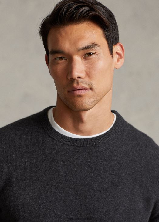 pull ras du cou en cachemire lavable 46T60T601 Hommes Ralph Lauren bruyère de granit foncé