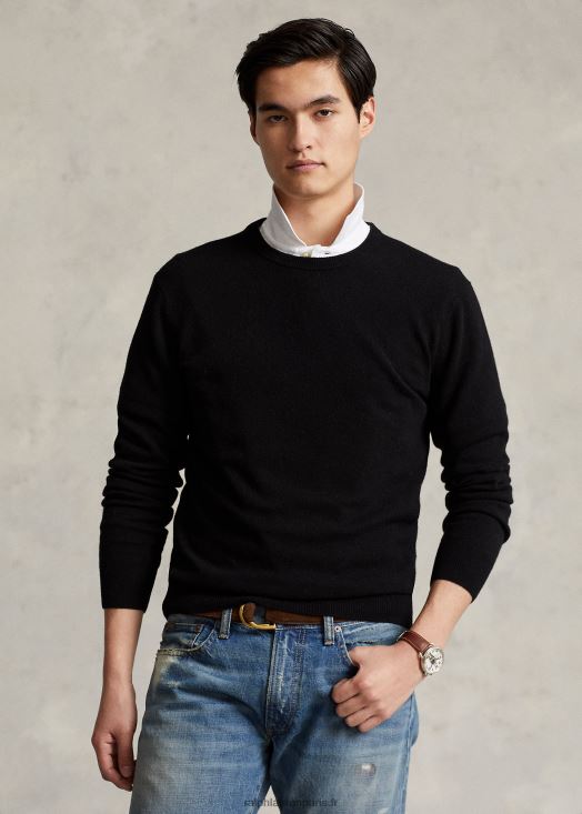 pull ras du cou en cachemire lavable 46T60T602 Hommes Ralph Lauren noir
