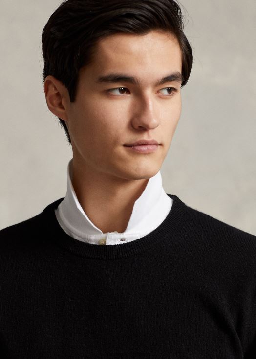 pull ras du cou en cachemire lavable 46T60T602 Hommes Ralph Lauren noir
