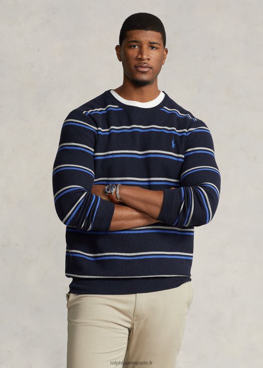 pull rayé en maille de coton 46T60T1330 Hommes Ralph Lauren combinaison marine