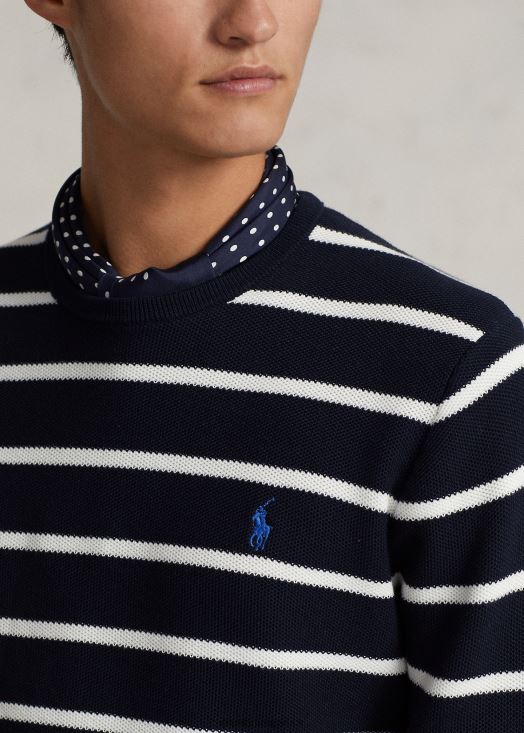 pull rayé en maille de coton 46T60T755 Hommes Ralph Lauren combo marine chasseur