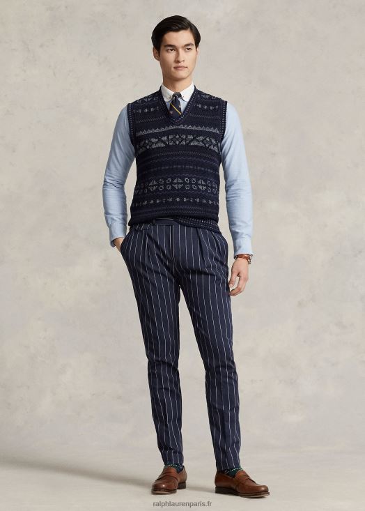 pull sans manches en coton mélangé fair isle 46T60T1029 Hommes Ralph Lauren combinaison marine