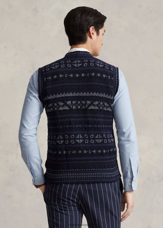 pull sans manches en coton mélangé fair isle 46T60T1029 Hommes Ralph Lauren combinaison marine