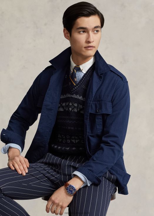 pull sans manches en coton mélangé fair isle 46T60T1029 Hommes Ralph Lauren combinaison marine