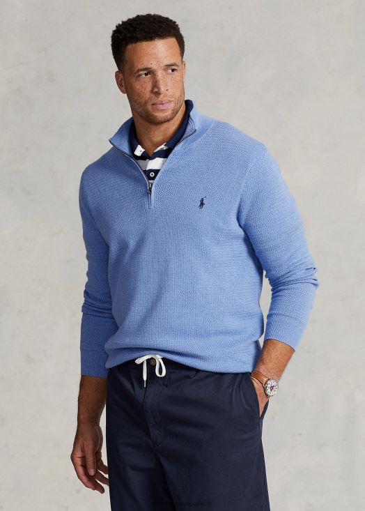 pull zippé en coton texturé 46T60T1804 Hommes Ralph Lauren douce bruyère royale