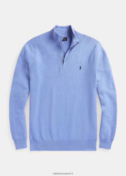 pull zippé en coton texturé 46T60T1804 Hommes Ralph Lauren douce bruyère royale