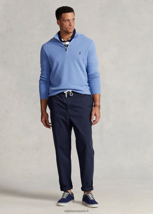 pull zippé en coton texturé 46T60T1804 Hommes Ralph Lauren douce bruyère royale
