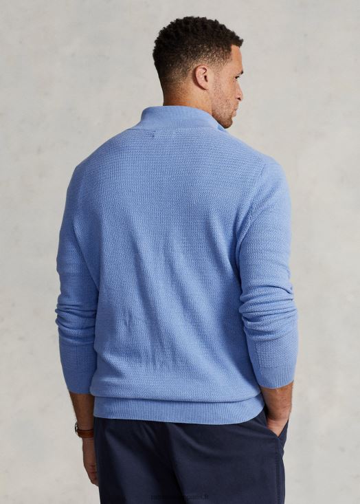pull zippé en coton texturé 46T60T1804 Hommes Ralph Lauren douce bruyère royale