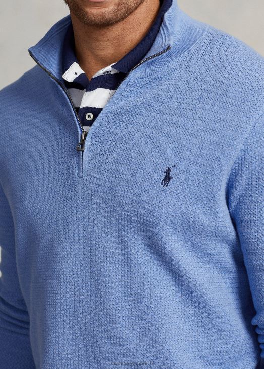 pull zippé en coton texturé 46T60T1804 Hommes Ralph Lauren douce bruyère royale