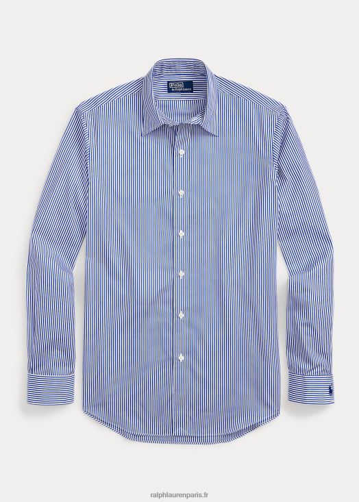 chemise ajustée en popeline rayée 46T60T8613 Hommes Ralph Lauren bleu blanc