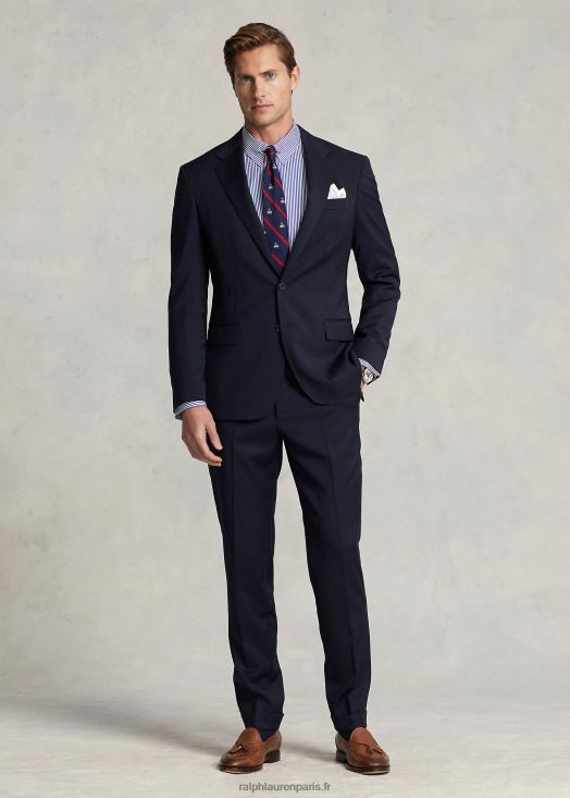 chemise ajustée en popeline rayée 46T60T8613 Hommes Ralph Lauren bleu blanc