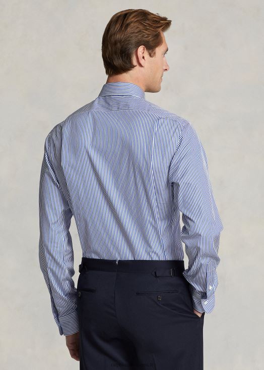 chemise ajustée en popeline rayée 46T60T8613 Hommes Ralph Lauren bleu blanc