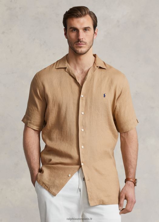 chemise camp en lin 46T60T1498 Hommes Ralph Lauren kaki vintage