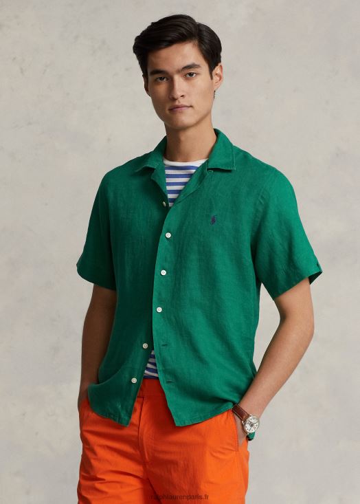 chemise camp en lin coupe classique 46T60T641 Hommes Ralph Lauren vert athlétique