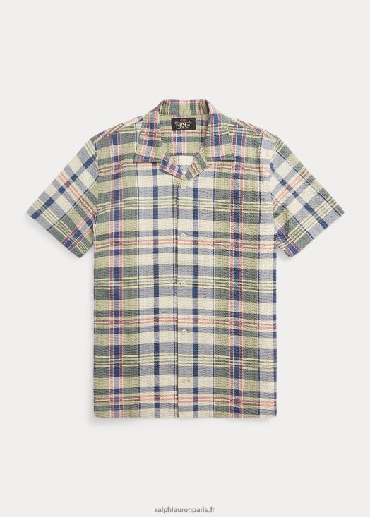 chemise camp en seersucker à imprimé madras 46T60T1768 Hommes Ralph Lauren vert/crème/multicolore