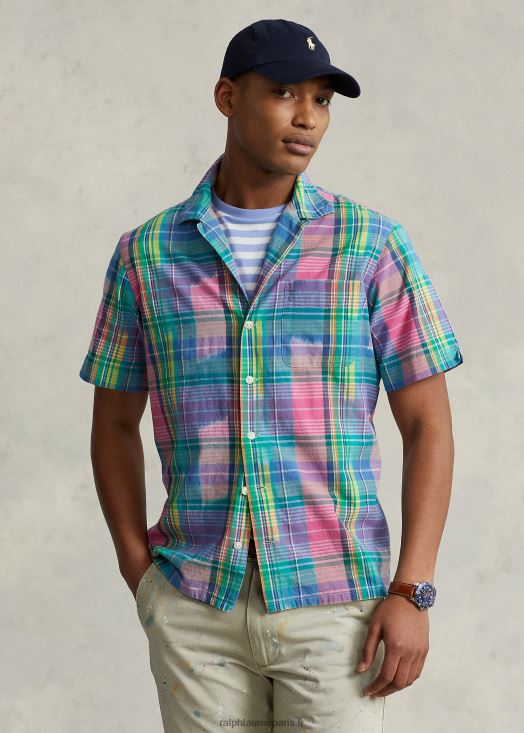 chemise camp madras coupe classique 46T60T1144 Hommes Ralph Lauren multi rose/royal