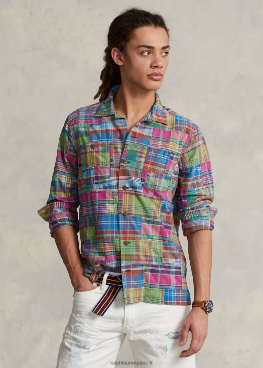 chemise camp madras patchwork coupe classique 46T60T779 Hommes Ralph Lauren patchwork madras ikat
