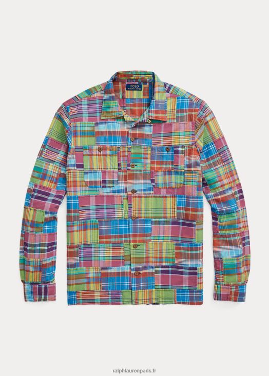 chemise camp madras patchwork coupe classique 46T60T779 Hommes Ralph Lauren patchwork madras ikat