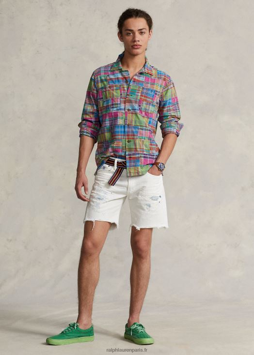 chemise camp madras patchwork coupe classique 46T60T779 Hommes Ralph Lauren patchwork madras ikat