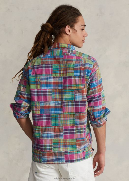 chemise camp madras patchwork coupe classique 46T60T779 Hommes Ralph Lauren patchwork madras ikat